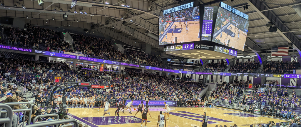 northwestern northeastern basketball 007 1024x431 - Northeastern vs Northwestern Basketball Game at Welsh Ryan Arena 2024